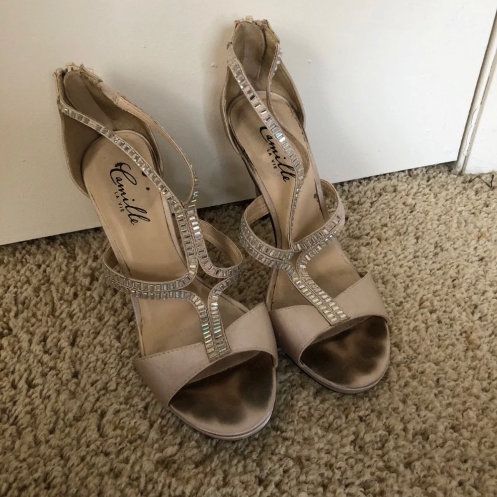 Cream/Gold Prom Shoes